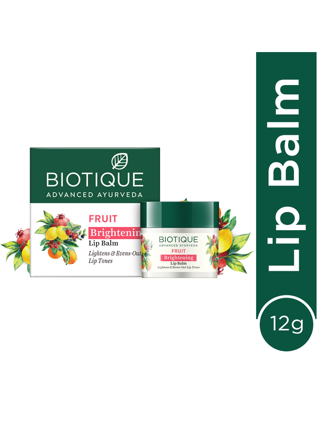 Biotique Fruit Brightening Lip Balm - Reduces Pigmentation & Evens out Lip tone - 12g