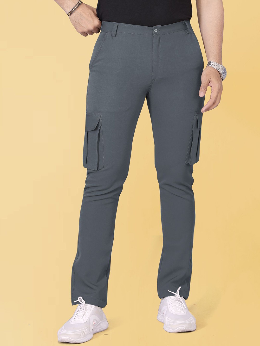Moda Rapido Men Solid Slim Mid-Rise Fit Classic Trousers