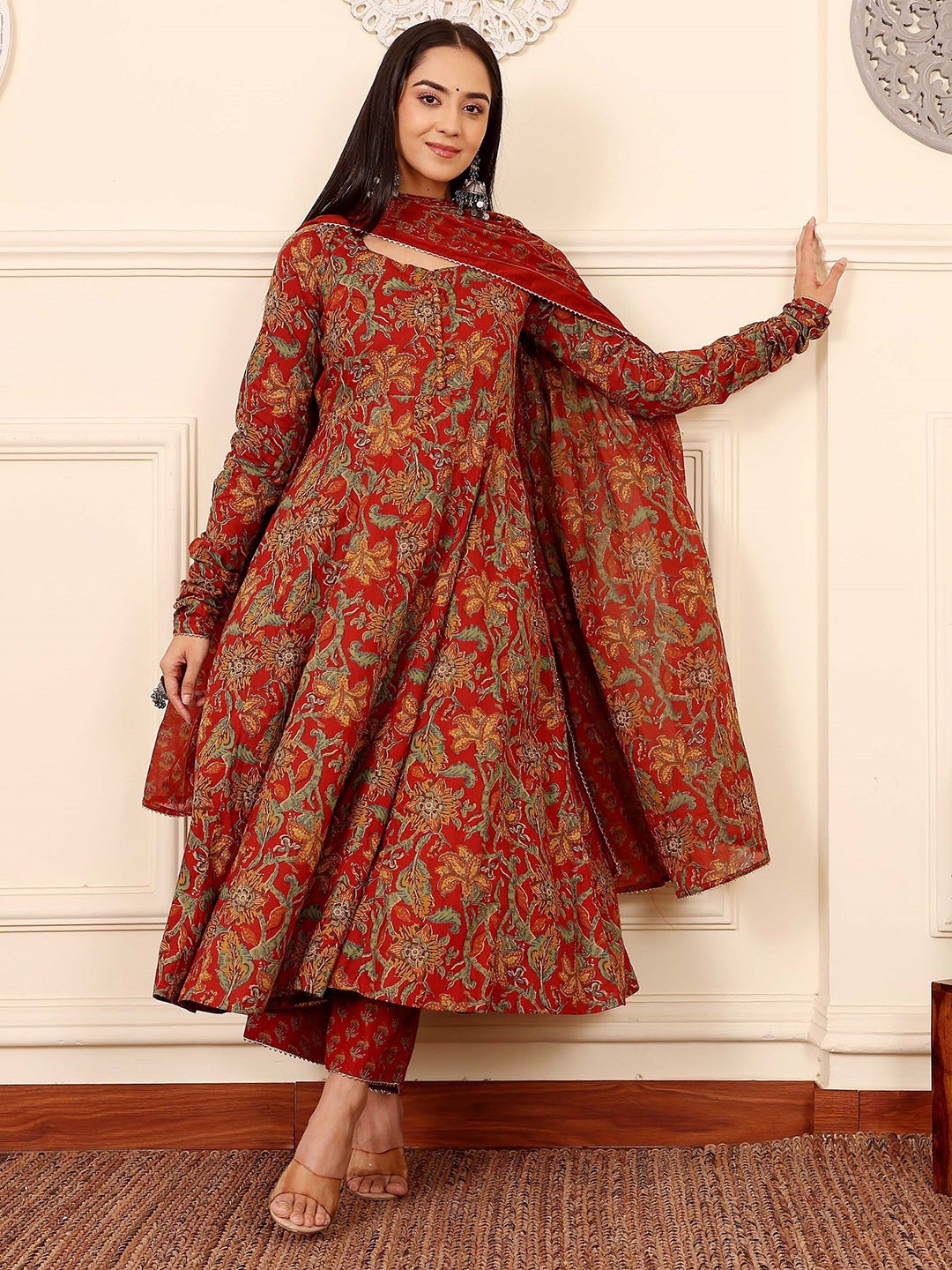 KALINI Women Floral Printed Kurta with Trousers 