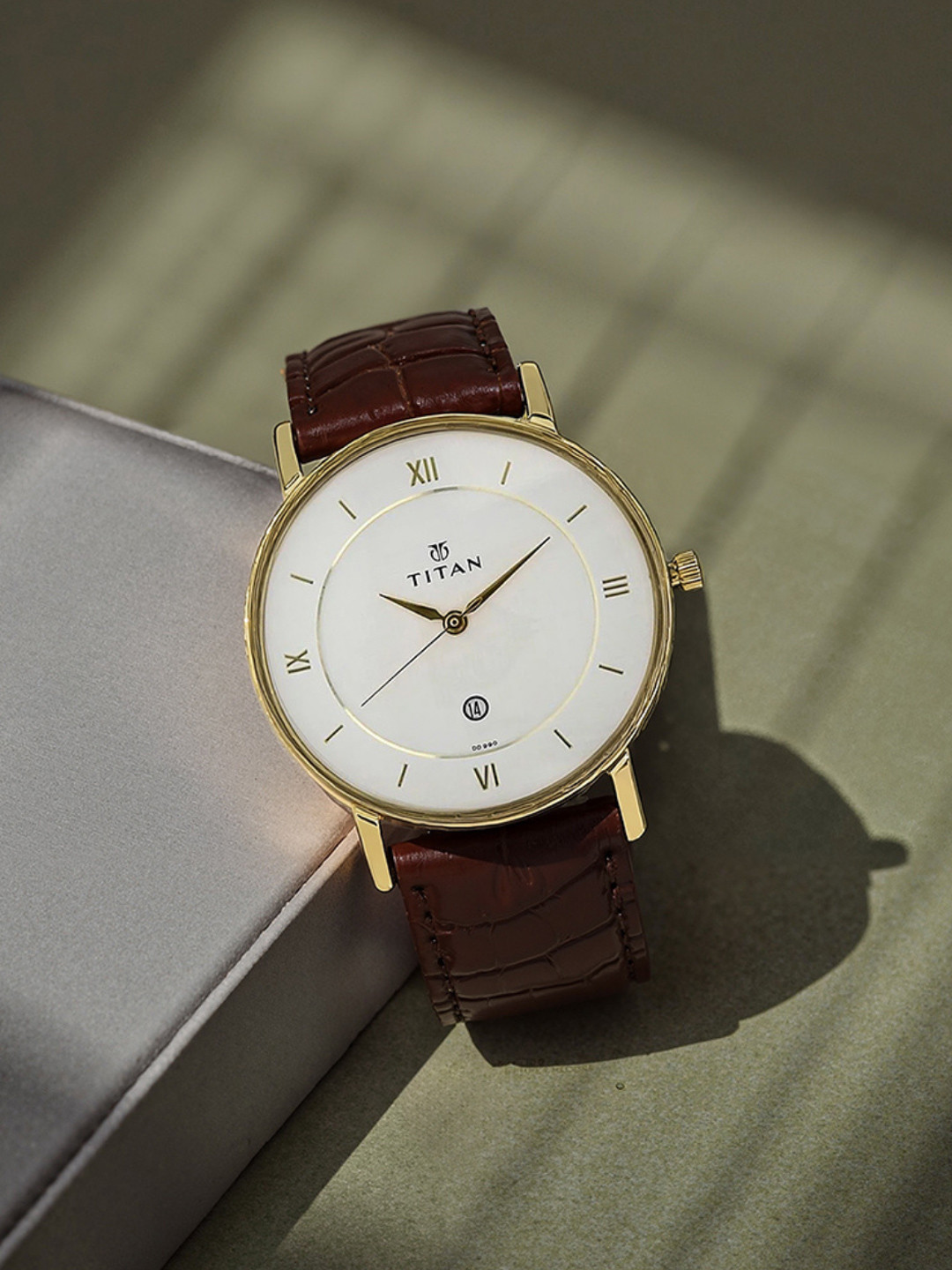 Titan Classique Quartz Analog With White Dial Watch For Men - Nt9162yl01