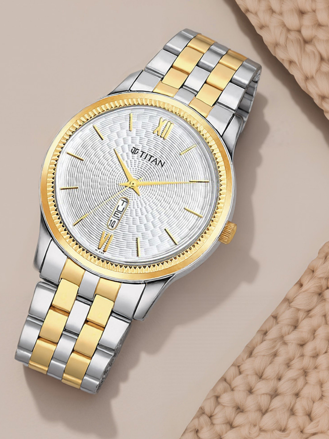 Titan Quartz Analog With White Dial Watch For Men - Nt1824bm02
