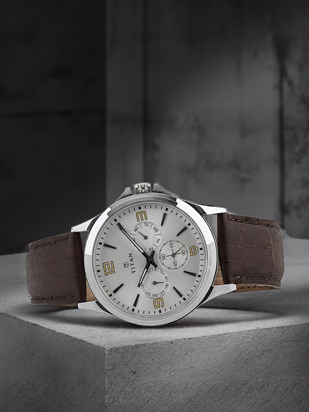Titan Eco Multifunction Analog With Silver Dial Watch For Men - Nt1698sl01