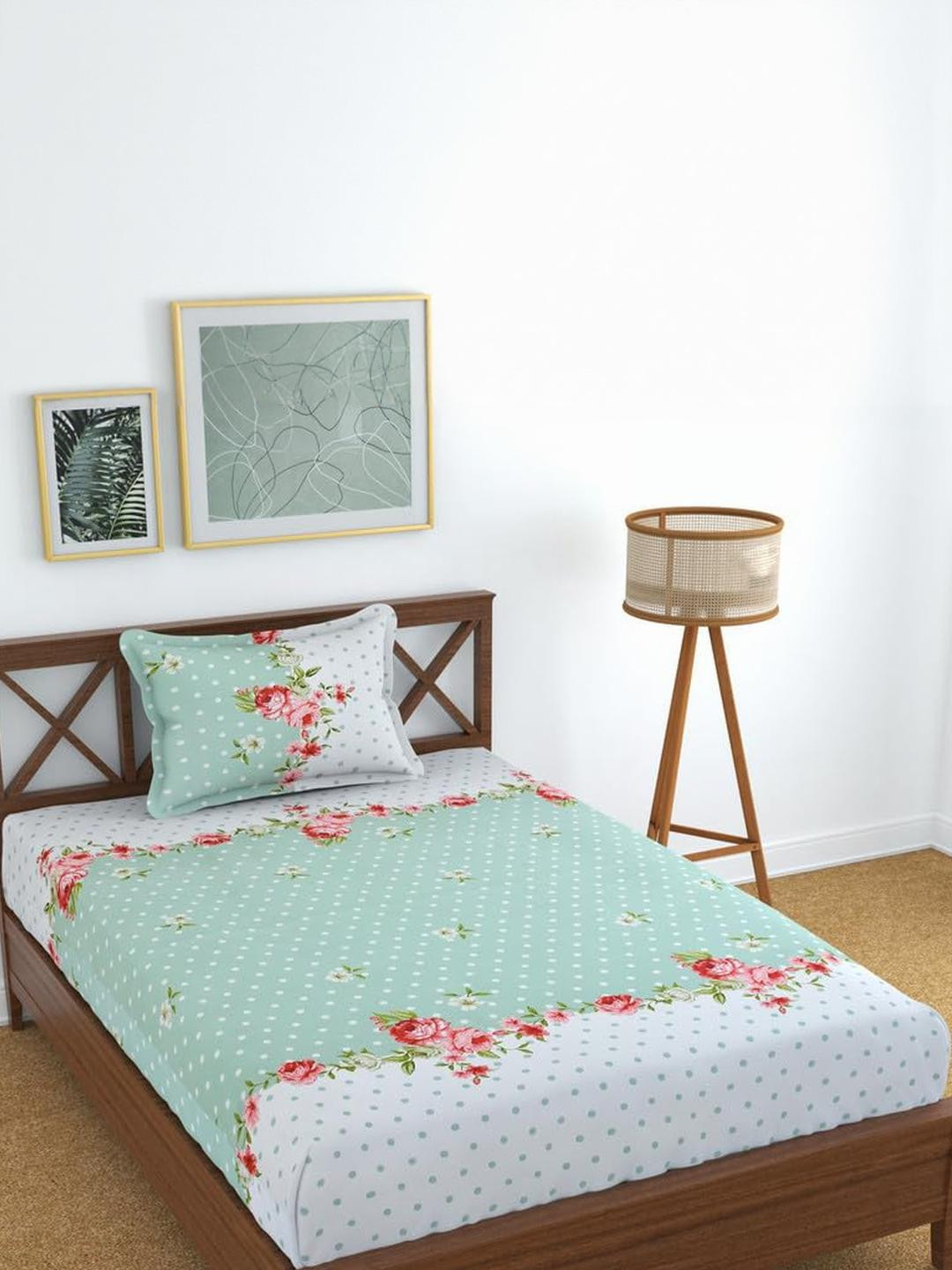 

WELLNEST Microfiber Fitted Single Bedsheets, Green