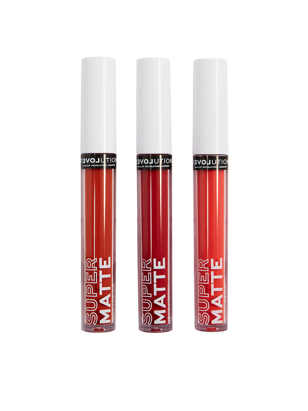 Makeup Revolution London Set of 3 Relove Supermatte Liquid Lip Set 4 ml Each - Heat