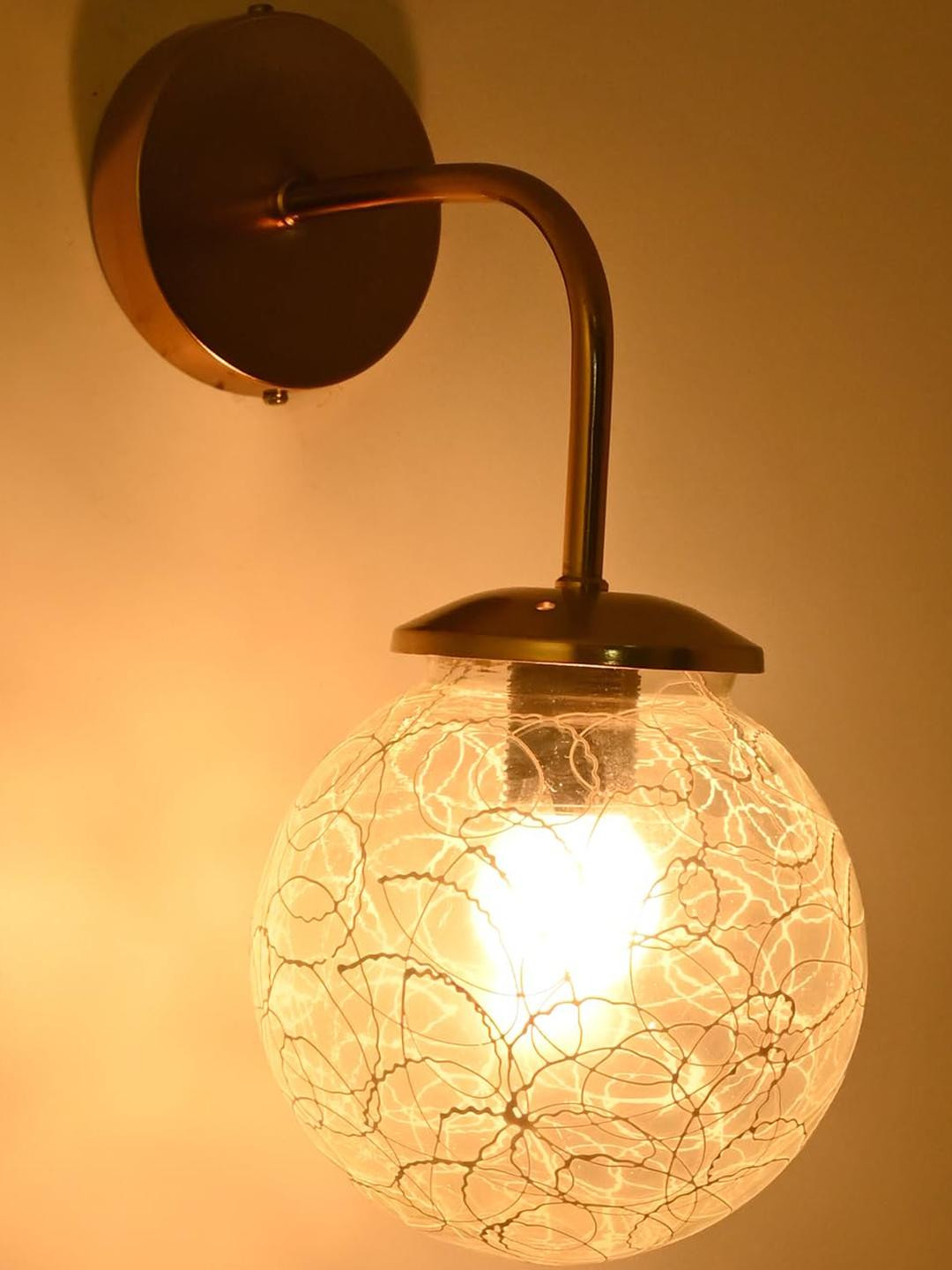 

SOMIL White & Black Textured Glass Spherical Shaped Wall Lamp