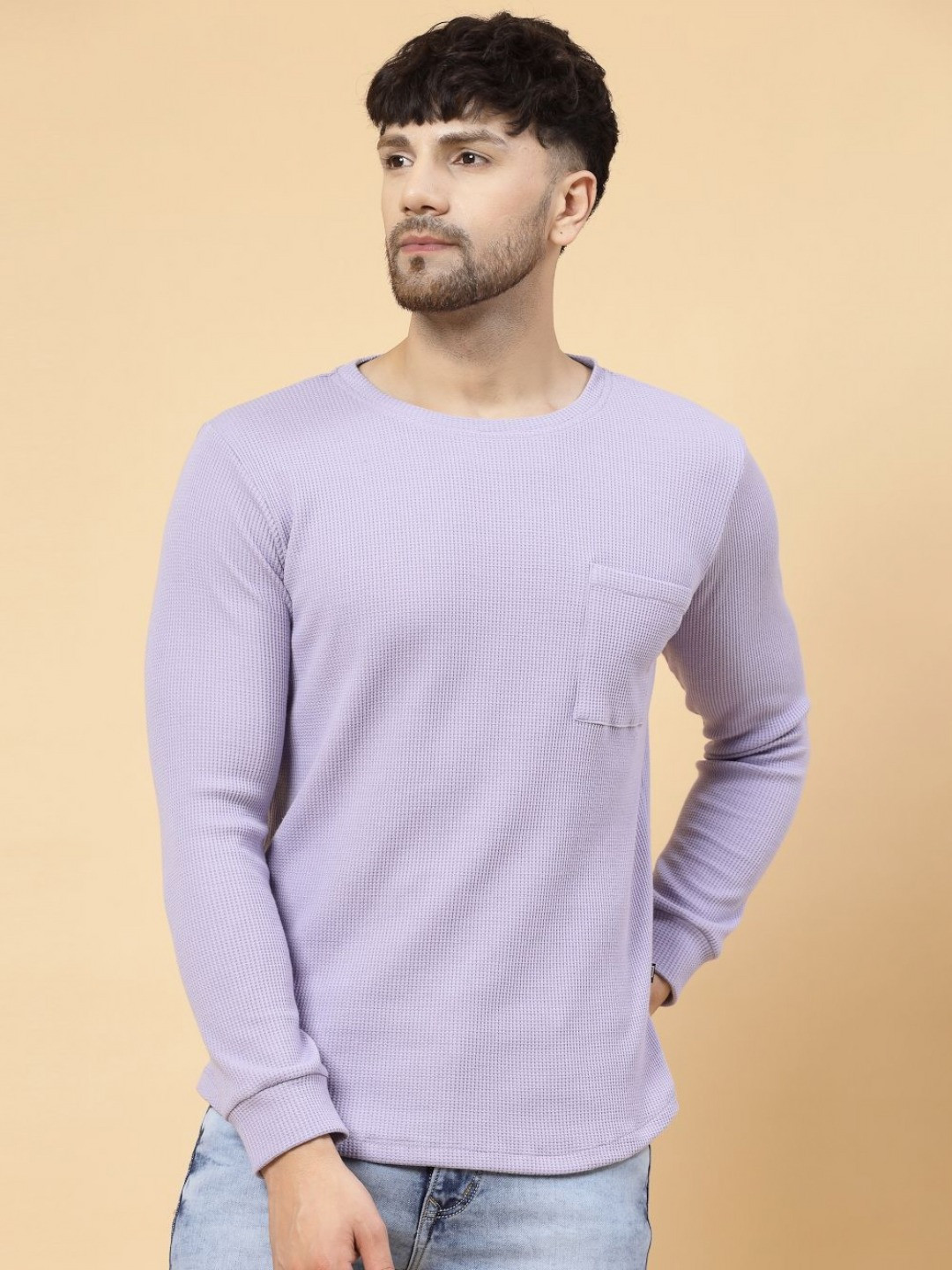 

Metronaut Men Solid Round Neck Cotton T-shirt, Purple