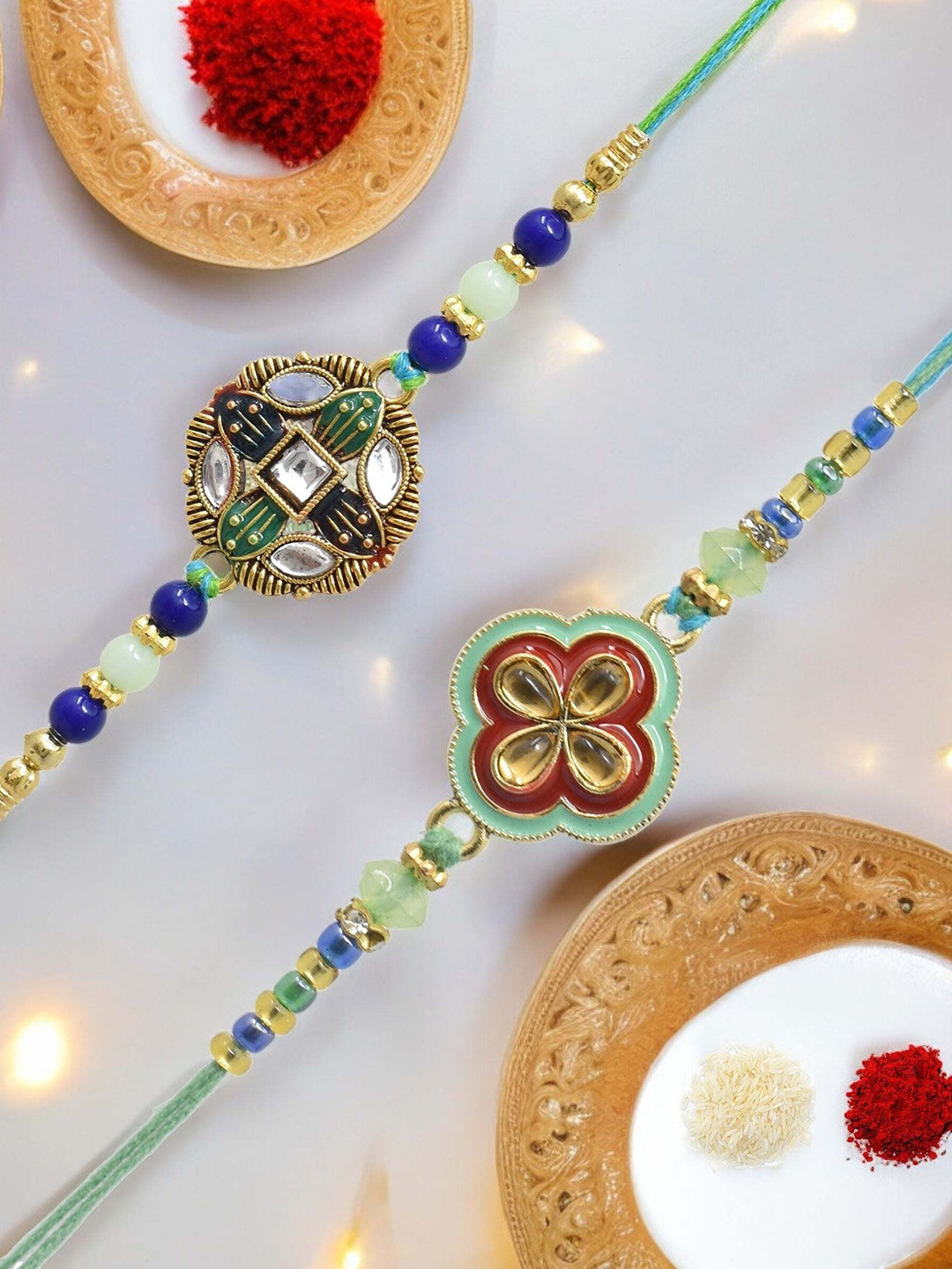 

MEIRA JEWELLERY Set Of 2 Thread Rakhi, Multi