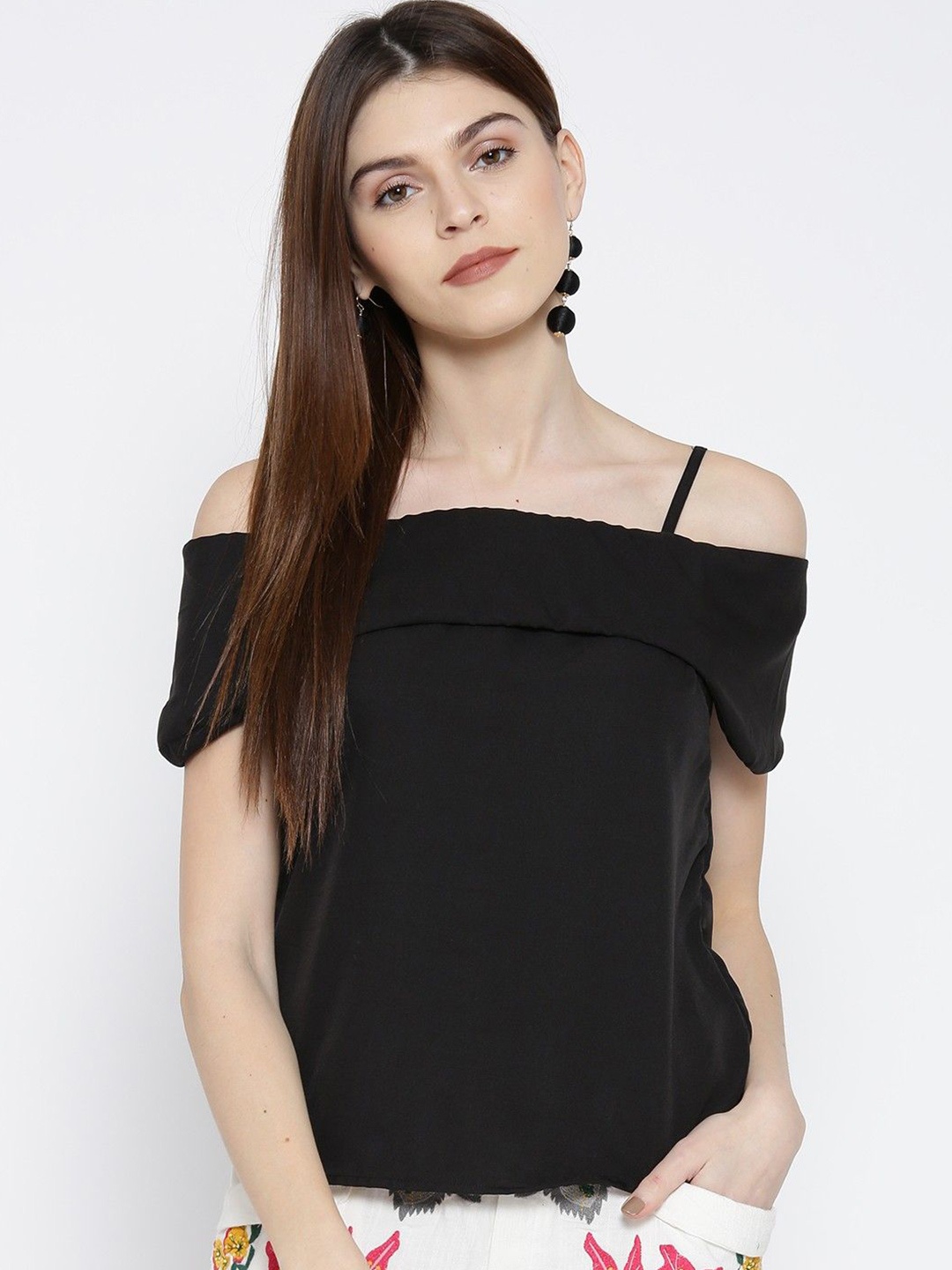 Moda Rapido Off-Shoulder Cold-Shoulder Sleeve Bardot Top