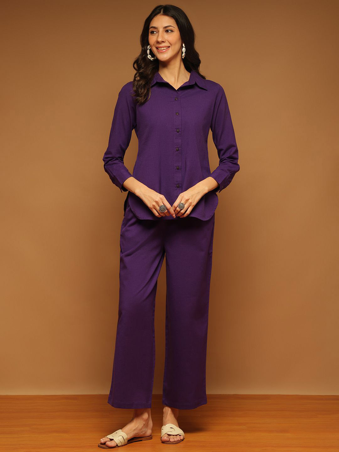 Anouk Shirt Collar Pure Cotton Shirt With Palazzos