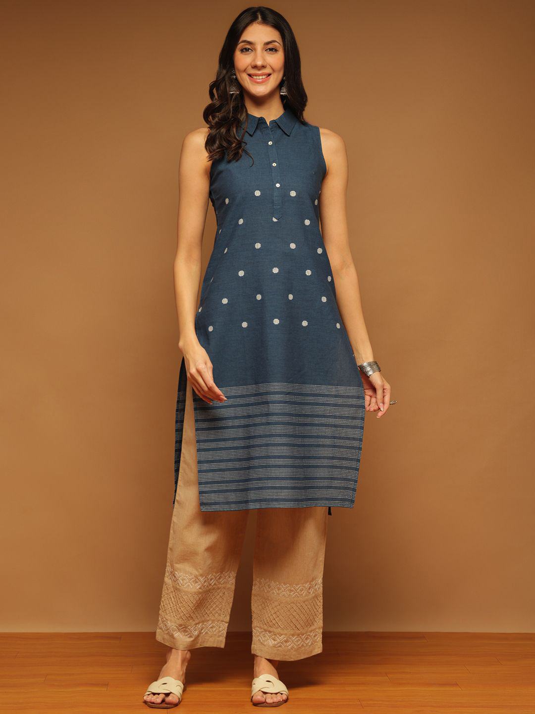 Anouk Women Geometric Printed Daily Cotton Straight Kurta