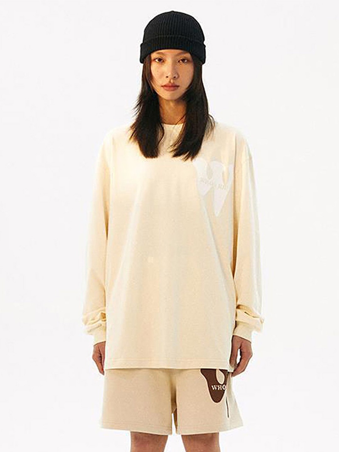 

LULU & SKY Flared Sleeve Cotton Boxy Top, Beige