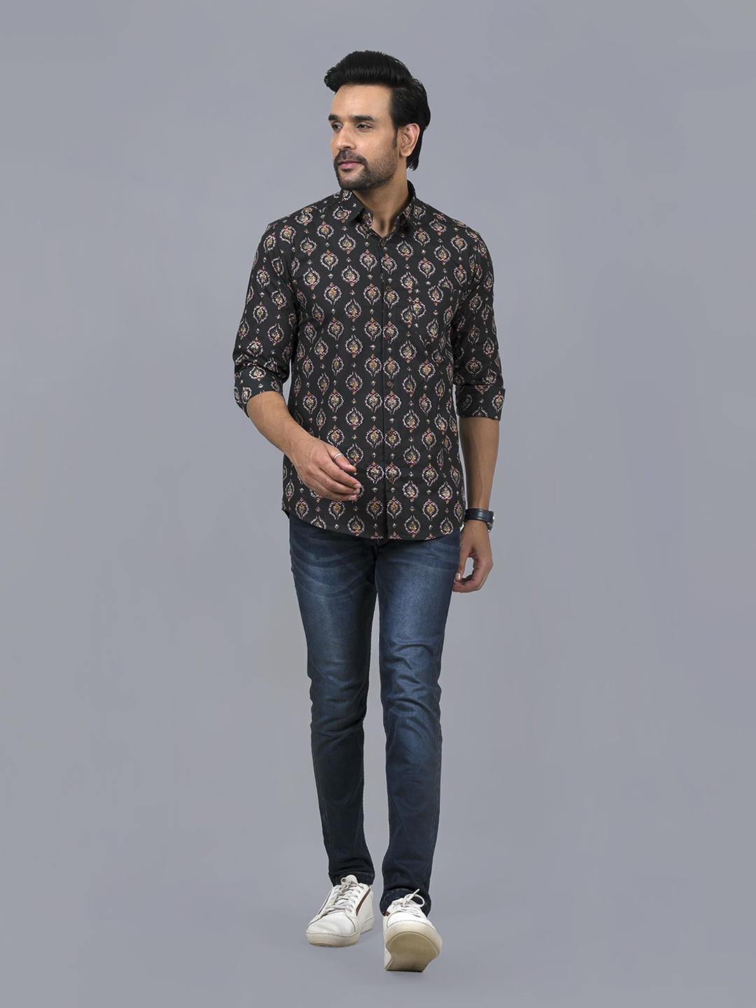 

Moda Rapido Men Comfort Opaque Printed Casual Shirt, Green