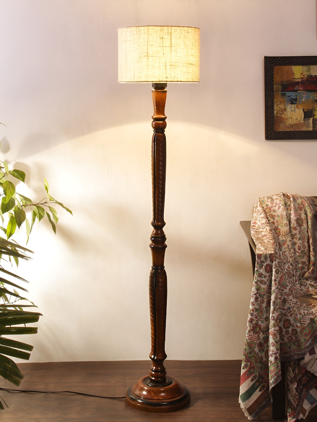 

Devansh Brown & White Wooden Floor Lamp