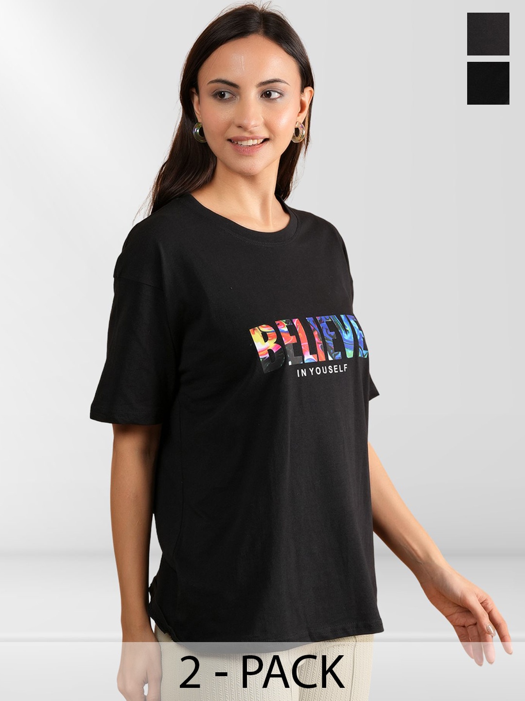

Metronaut Women Typography 2 Printed Applique T-shirt, Multi