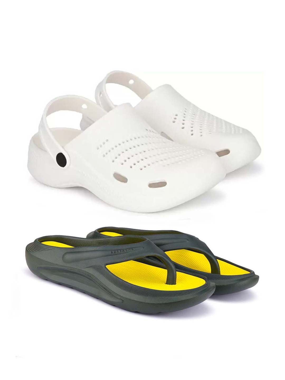 

BERSACHE Men Clogs, White