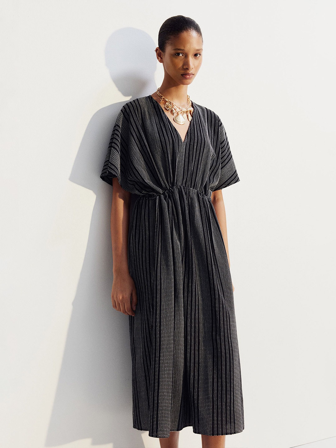 

H&M Drawstring-Detail Kaftan Dress, Black