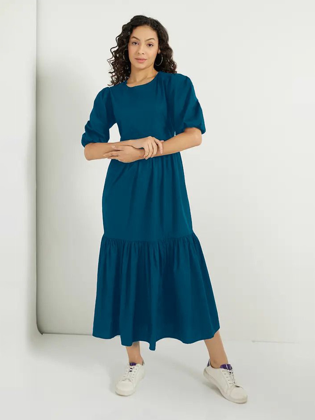 

Jash Creation Applique Crepe Fit & Flare Maxi Dress, Blue