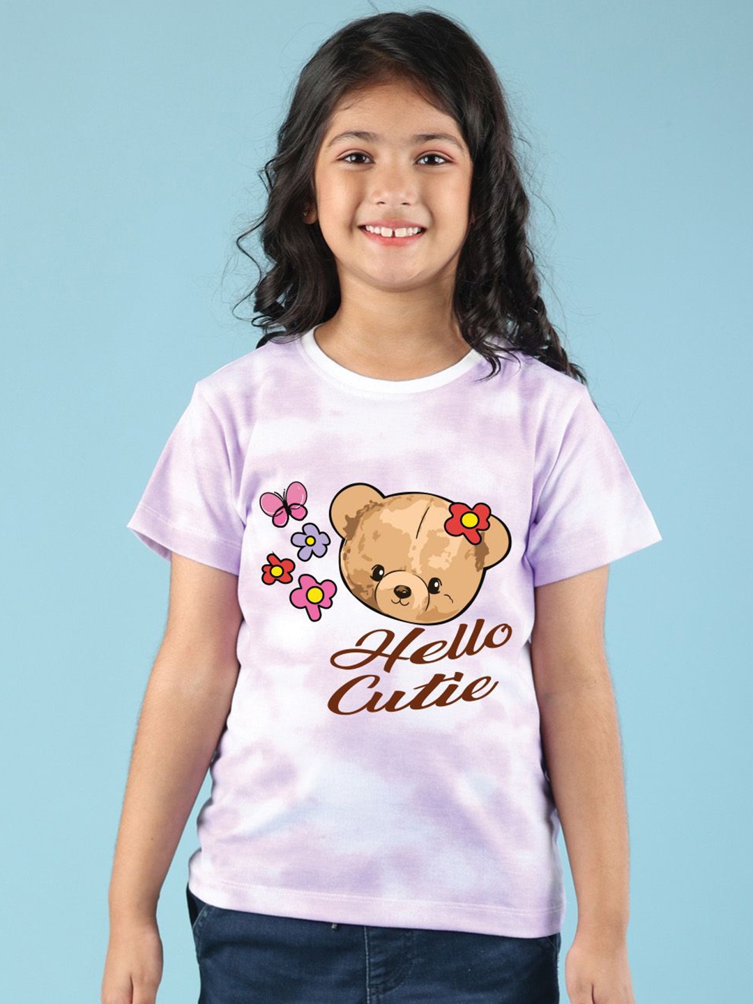 

NUSYL Girls Printed T-shirt, Purple