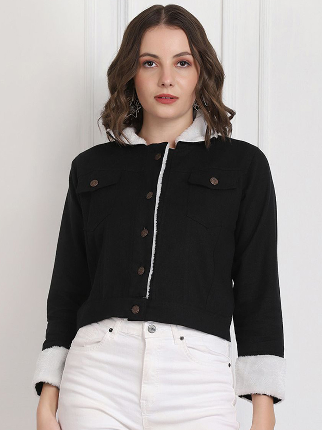 

DIMPY GARMENTS Women Lightweight Denim Jacket, Black