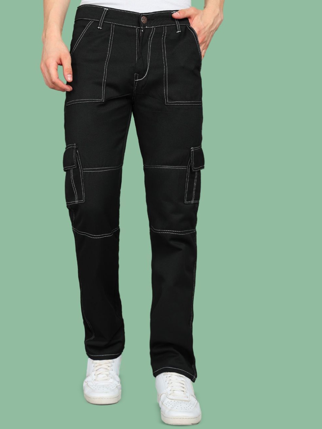 

COMFITS Men Classic Straight Fit Low Distress Jeans, Black