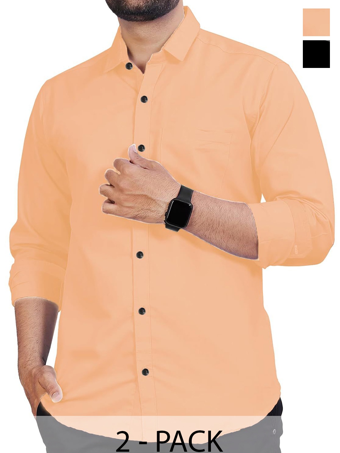 

Vida Loca Men Slim Fit Opaque Casual Shirt, Orange