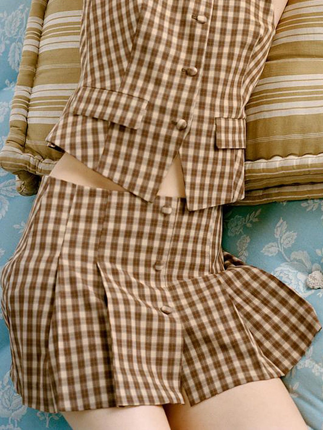 

LULU & SKY Checked A-Line Mini Skirt, Brown
