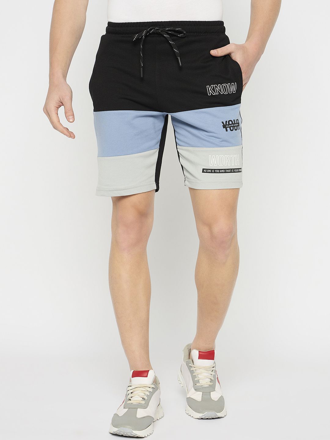 

Duke Men Striped Shorts, Black
