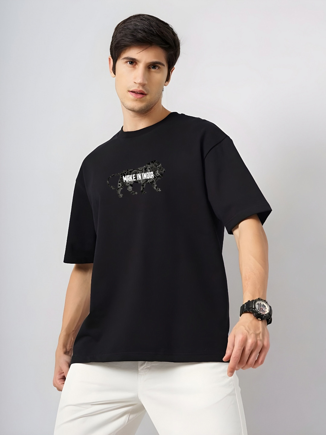 

KAIDO Men Drop-Shoulder Sleeves T-shirt, Black