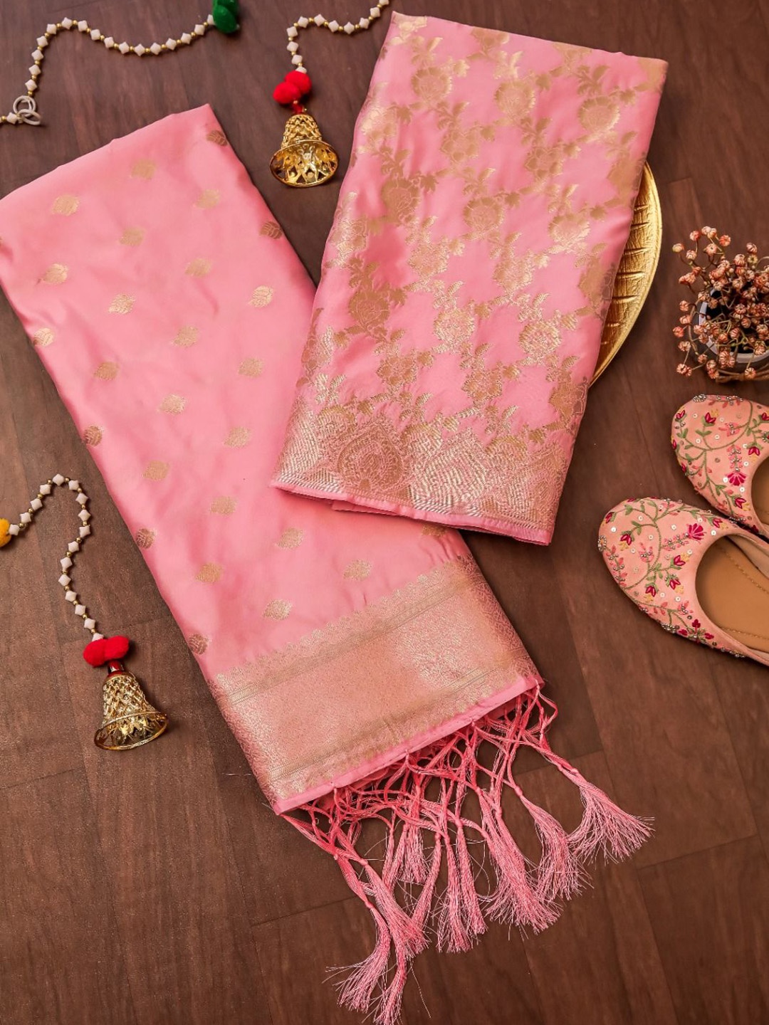 

MUFFLY Printed Pure Cotton Unstitched Dress Material, Pink