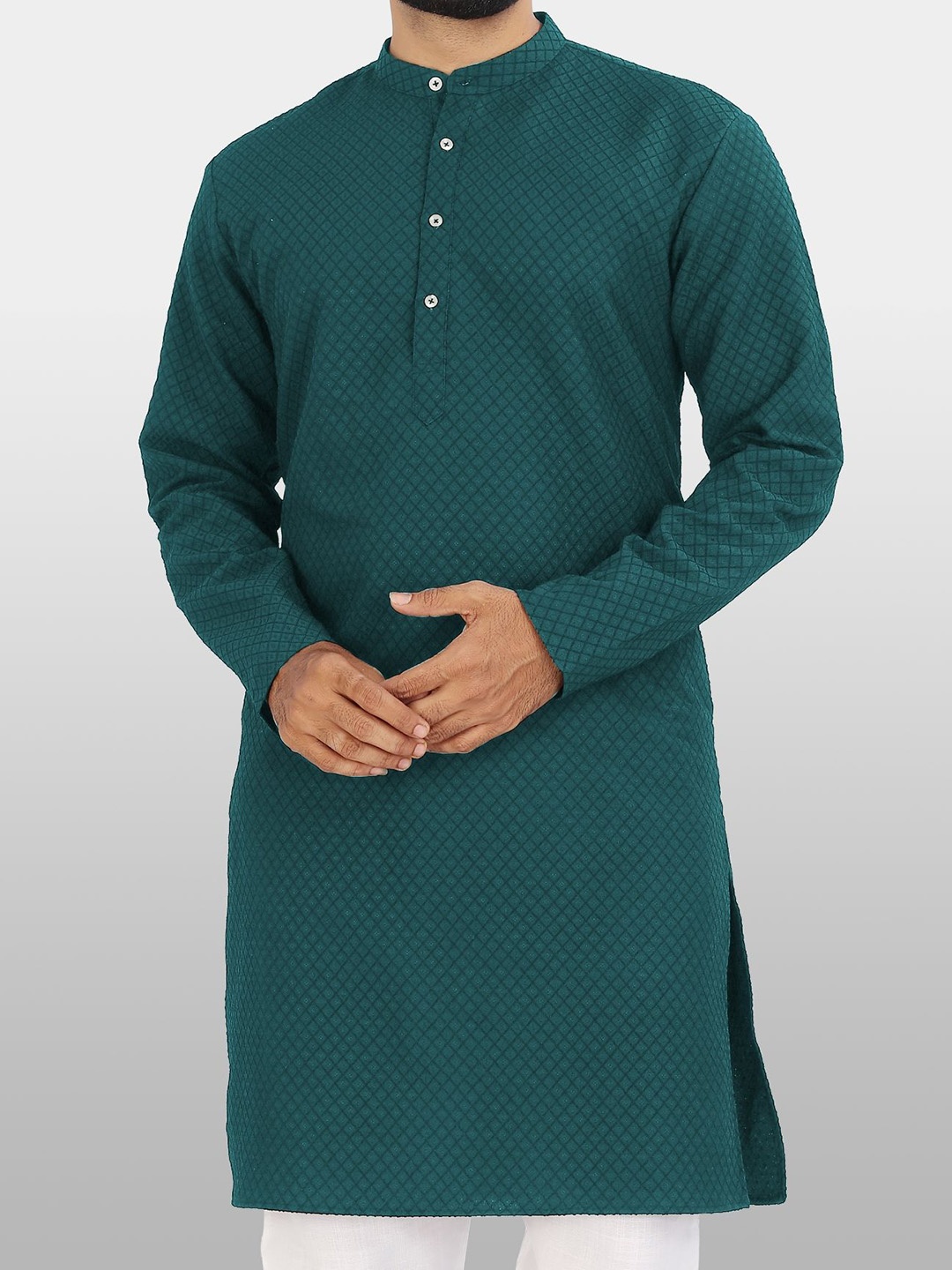 

VeBNoR Men Chikankari Dobby Kurta, Blue