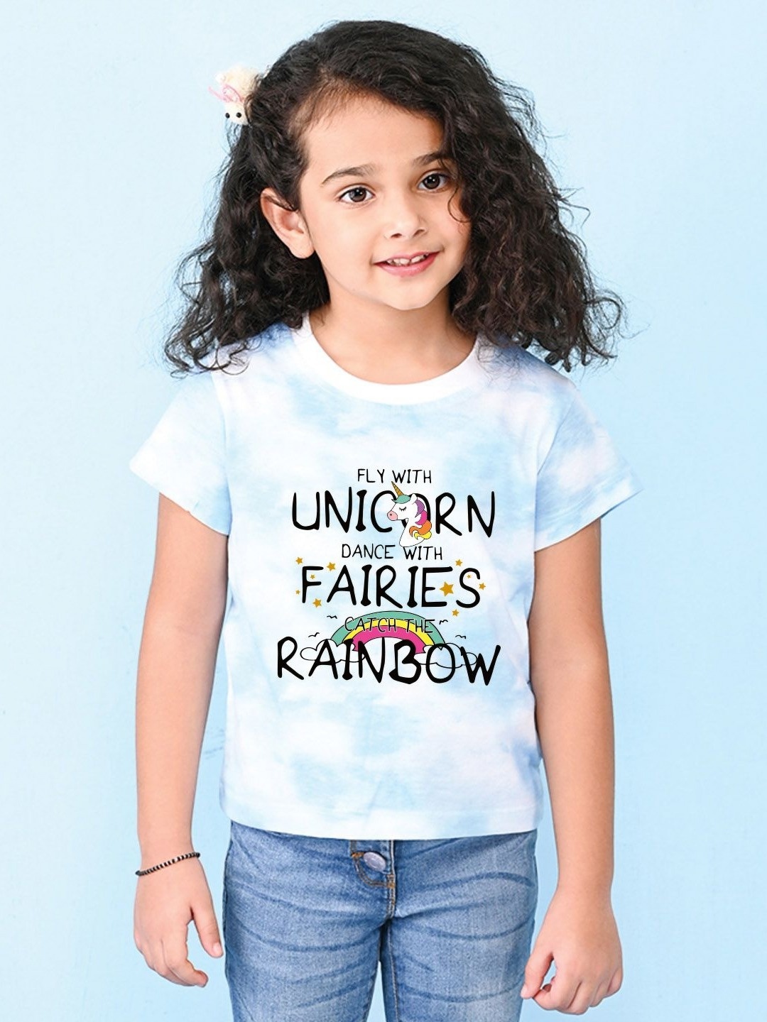 

NUSYL Girls Printed T-shirt, Blue