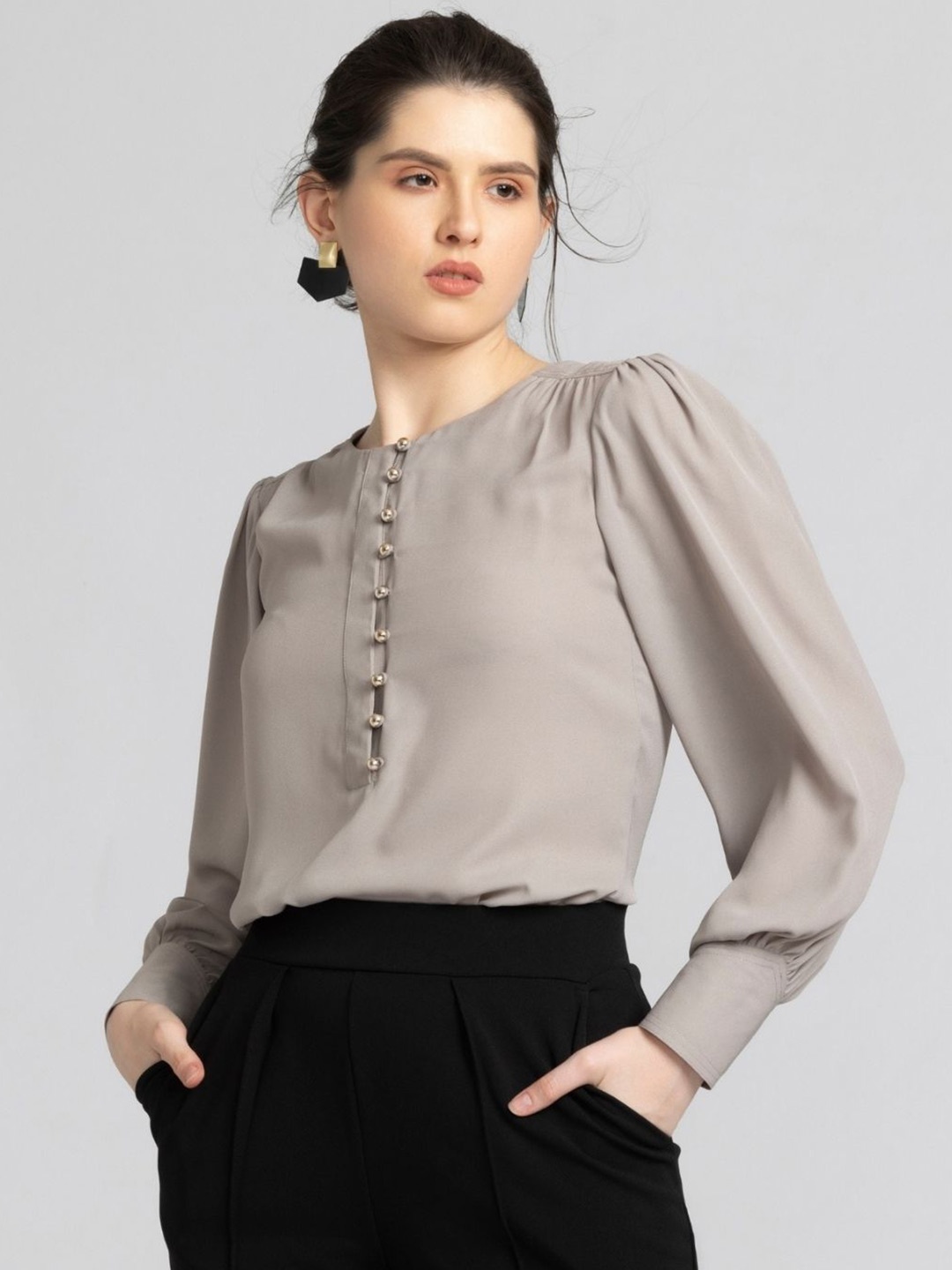 

JULO Shirt Style Top, Grey