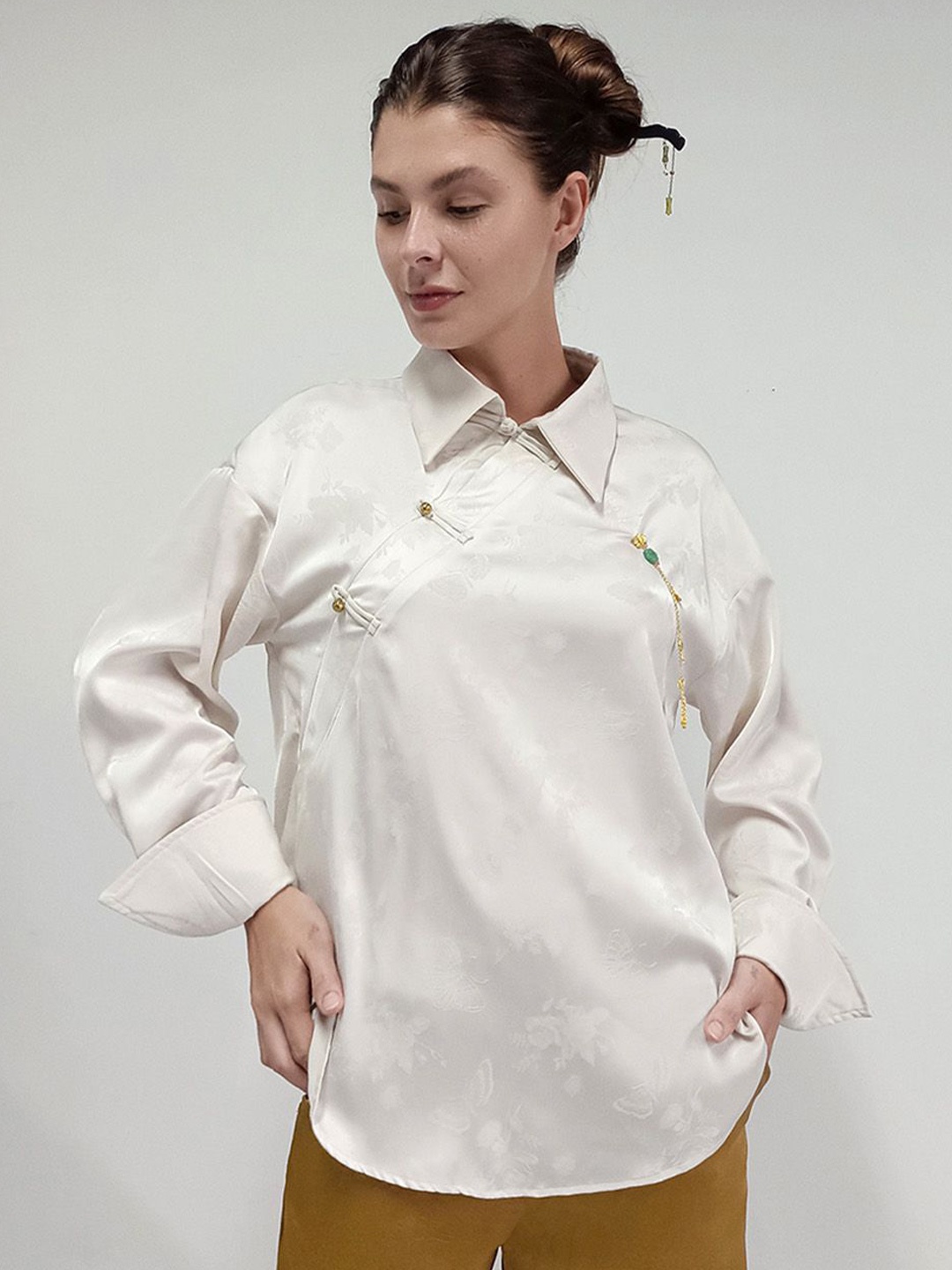 

JC Mode Shirt Style Top, Beige