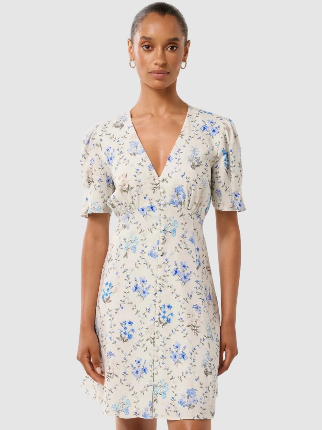 

Forever New Floral Print Puff Sleeve A-Line Mini Dress, Multi