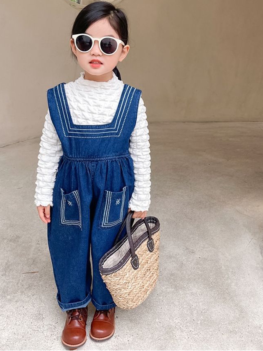 

LULU & SKY Infant Girls Dungaree With T-Shirt, Blue