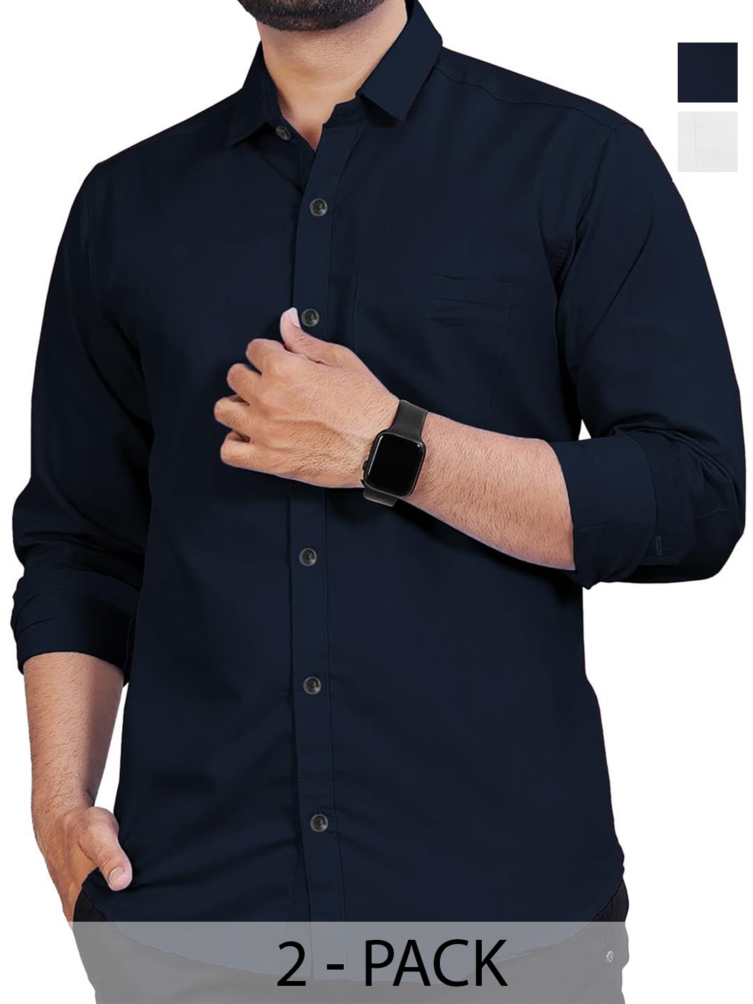 

Vida Loca Men Slim Fit Opaque Casual Shirt, Navy blue