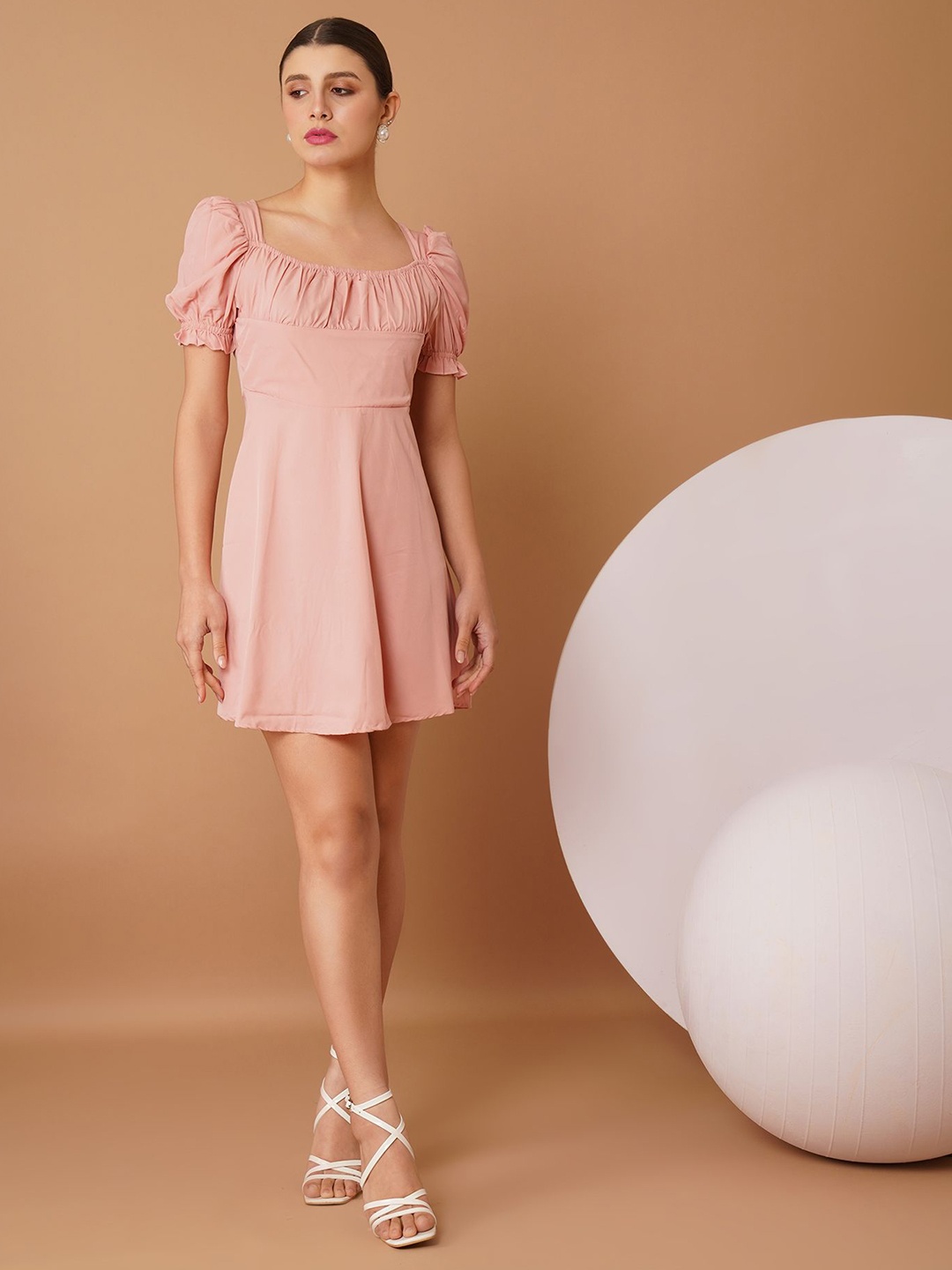 

Chemistry Cold-Shoulder Crepe Fit & Flare Mini Dress, Pink