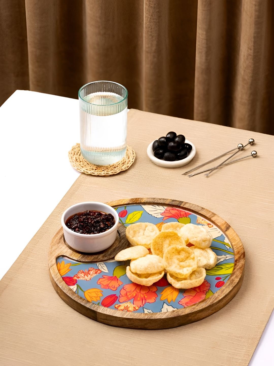 

The Pitara Project Blue 2024 Wood 1 Pieces Food Platter
