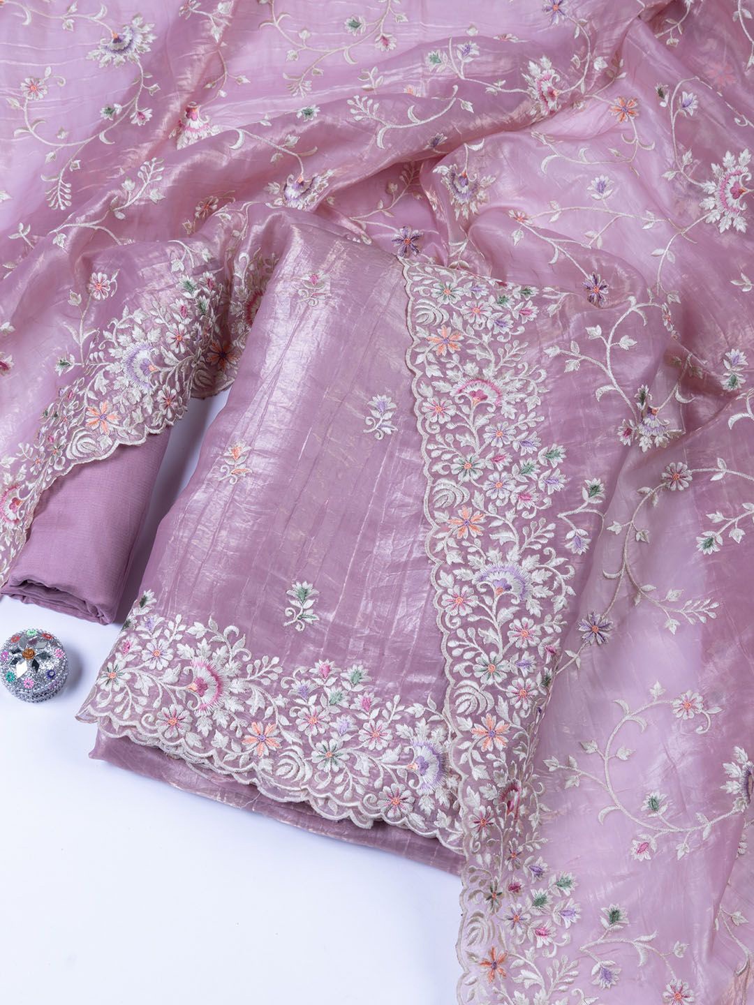 

Meena Bazaar Embroidered Unstitched Dress Material, Purple