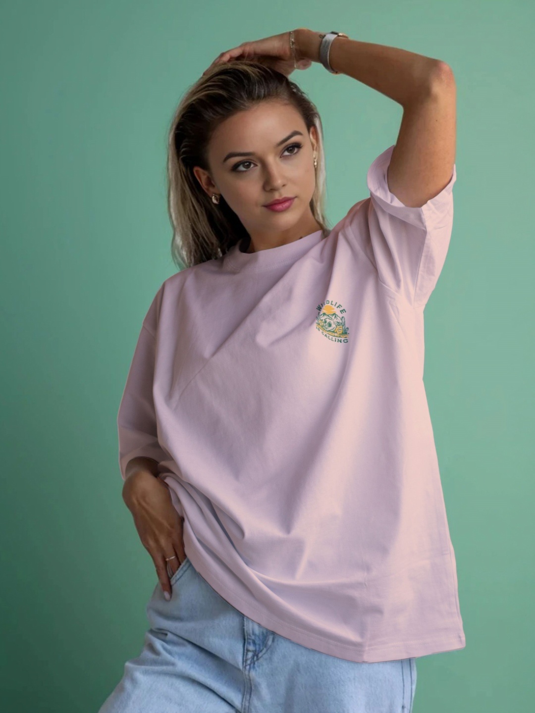 

Moda Rapido Women Applique T-shirt, Peach