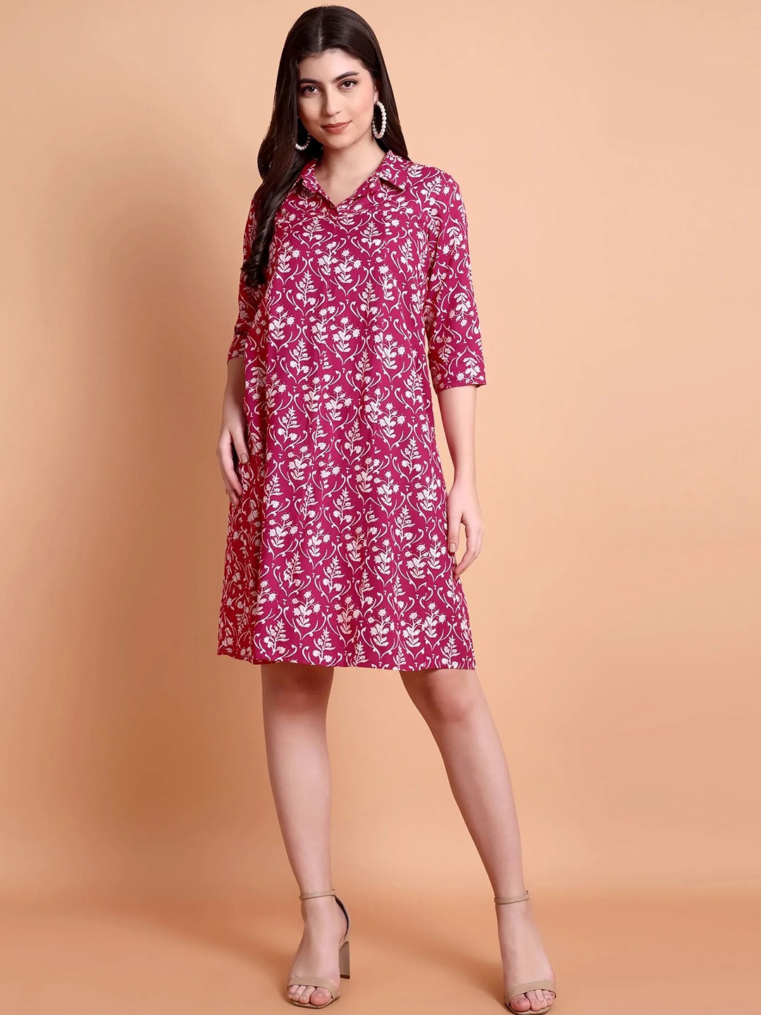 

Pashet Floral Print A-Line Dress, Red