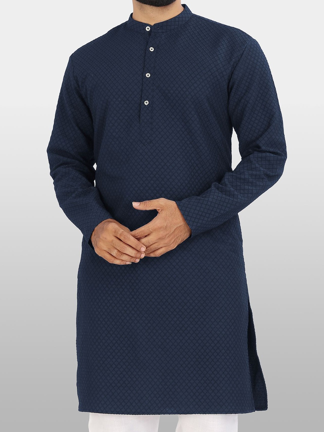 

VeBNoR Men Chikankari Dobby Kurta, Blue