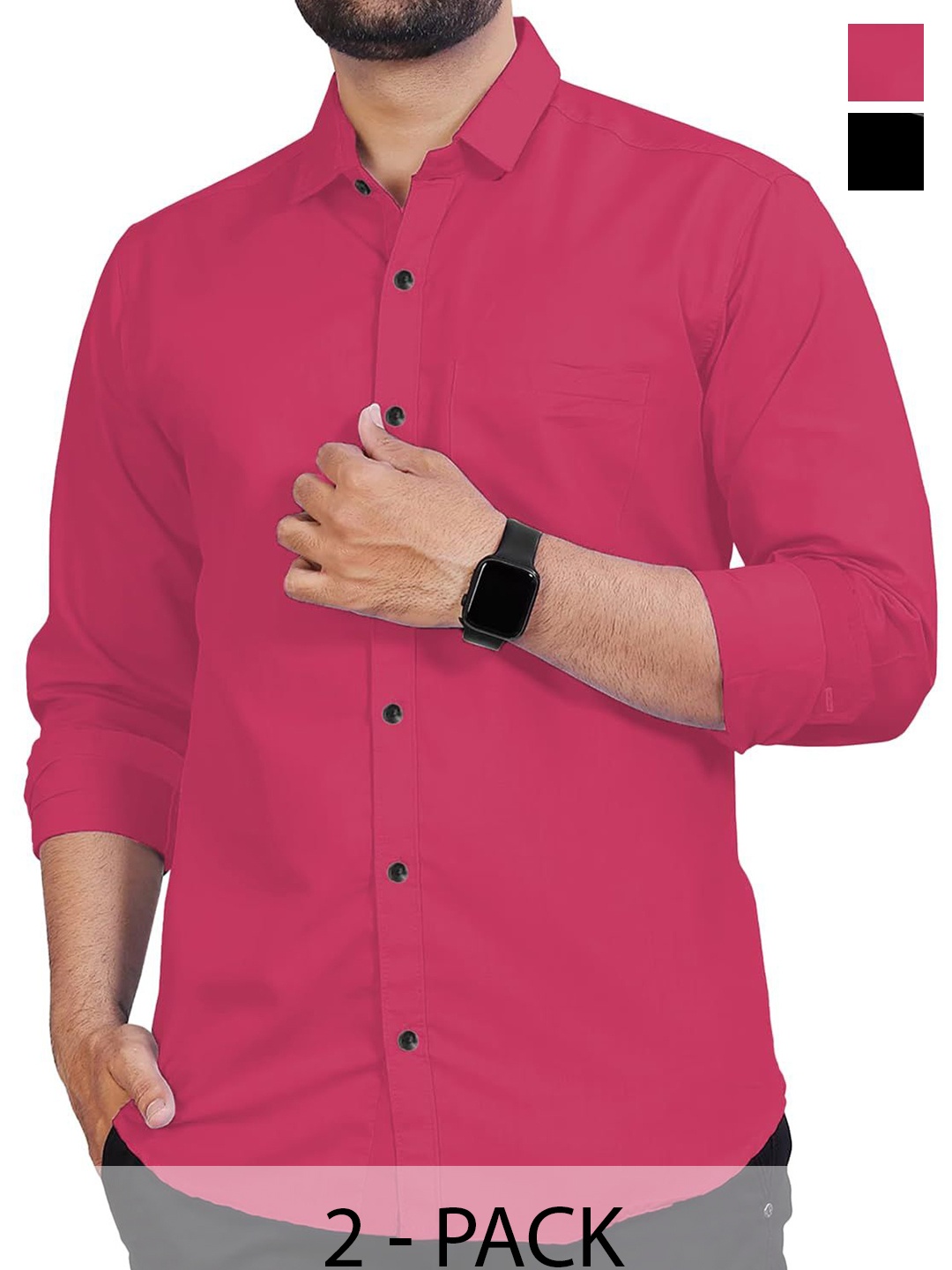 

Vida Loca Men Slim Fit Opaque Casual Shirt, Pink
