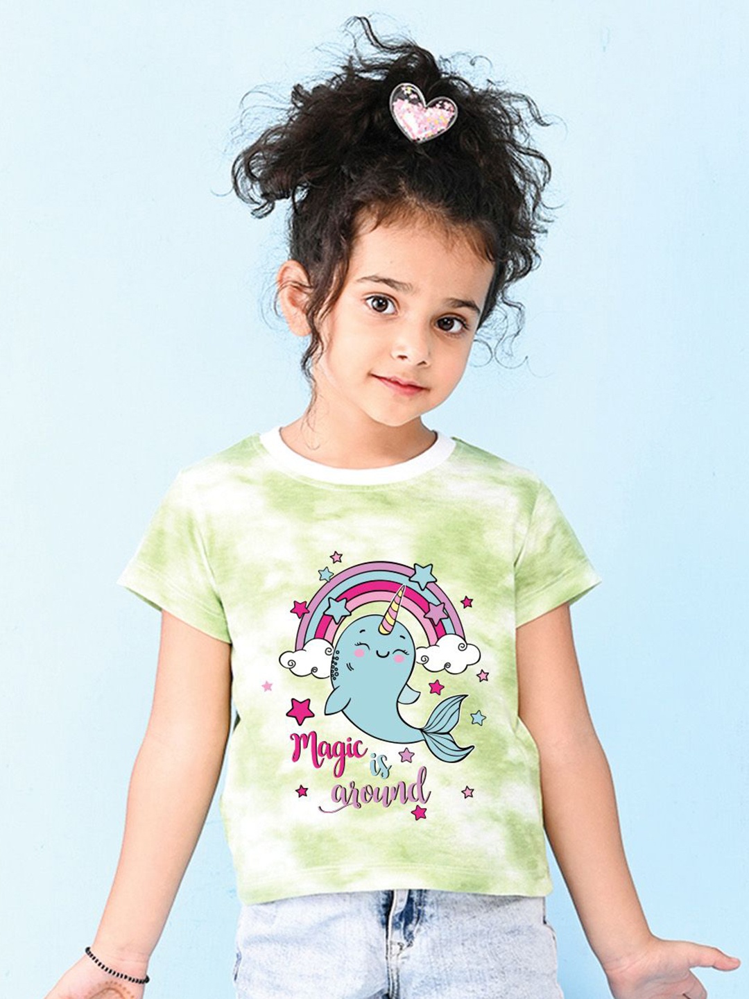 

NUSYL Girls Printed T-shirt, Green