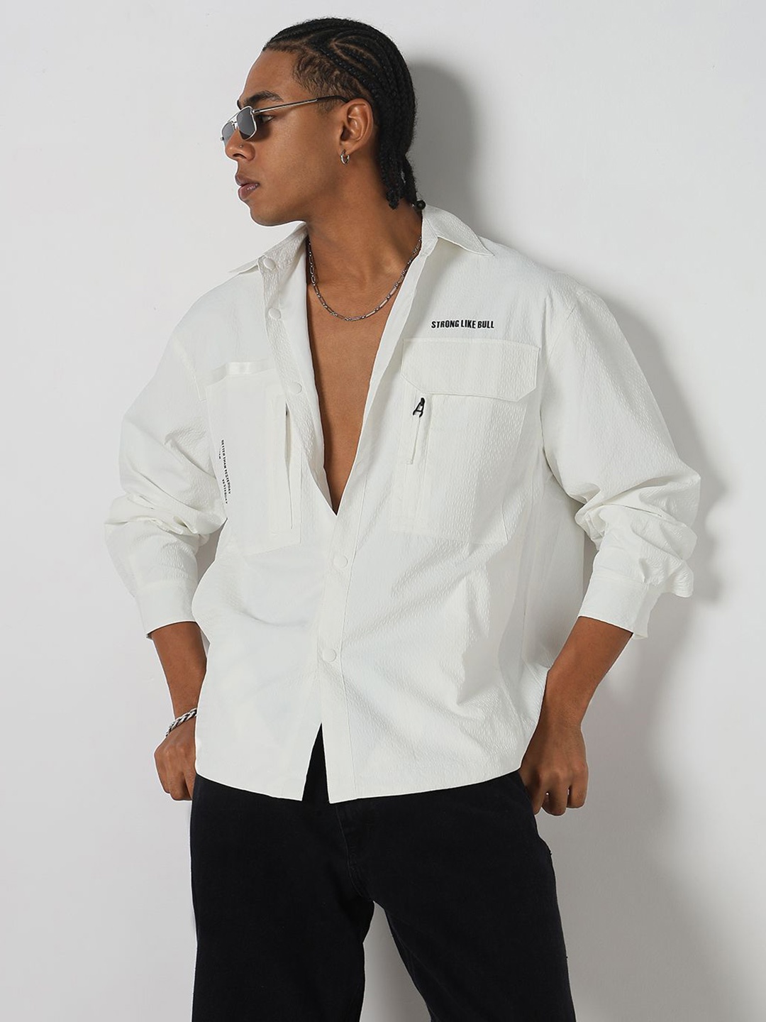 

SHOWOFF Men Comfort Opaque Casual Shirt, White