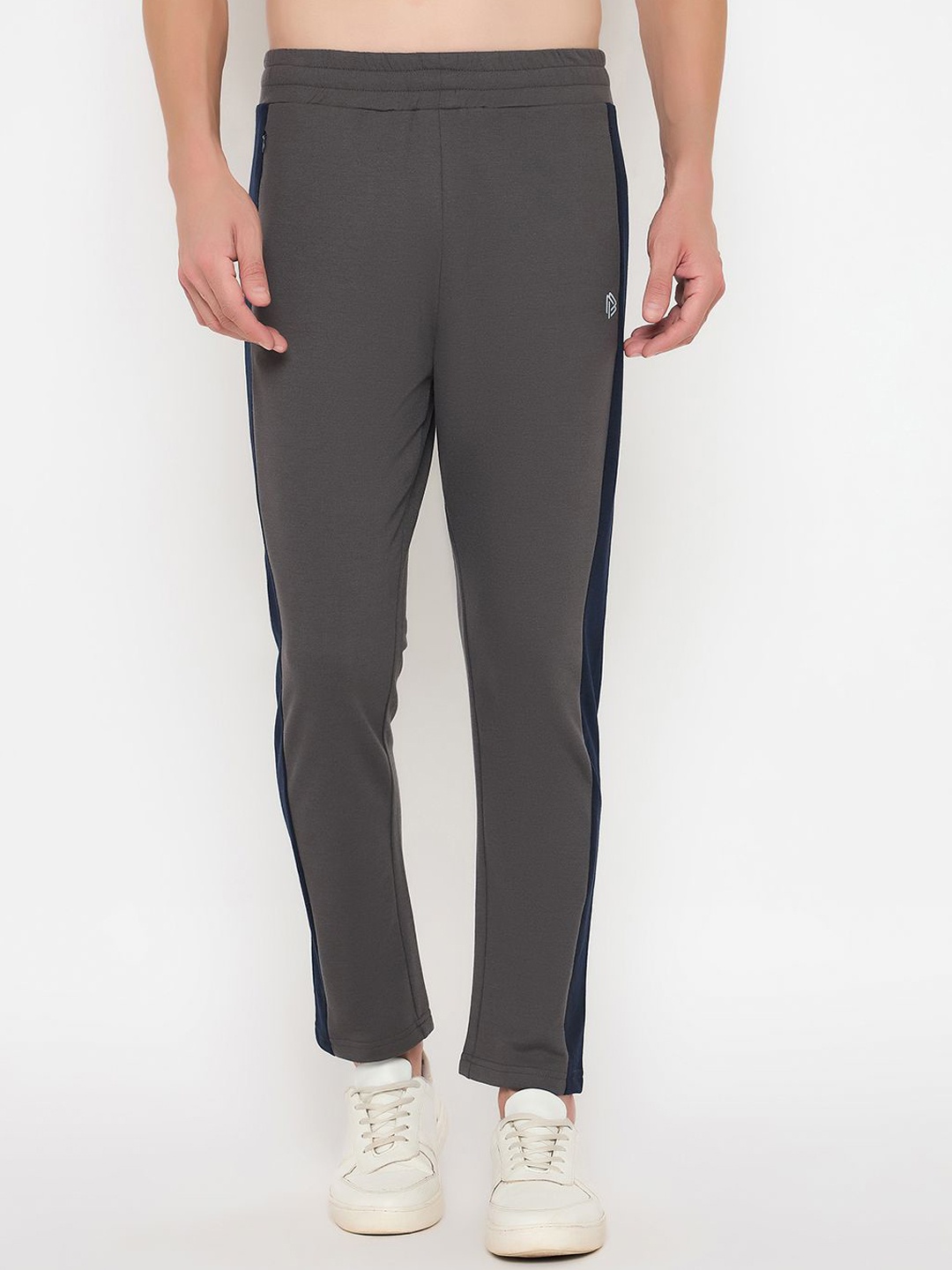 

John Players Men Colourblocked Mid Rise Track Pants, Grey