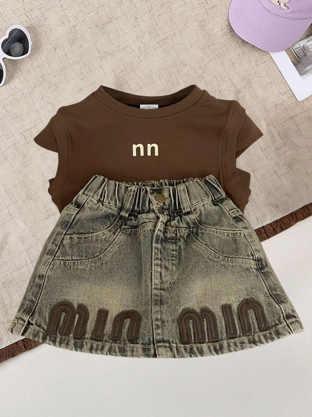 

FOREVER FRIDAY Girls Top with Skirt, Brown