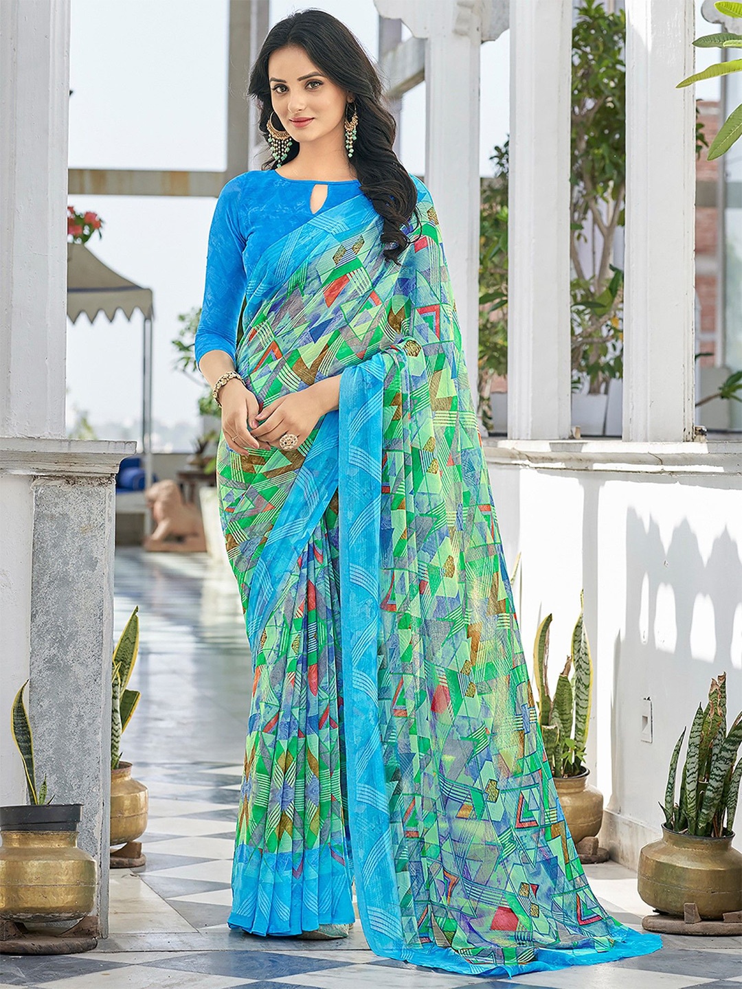 

LeeliPeeri Designer Poly Chiffon Saree, Blue