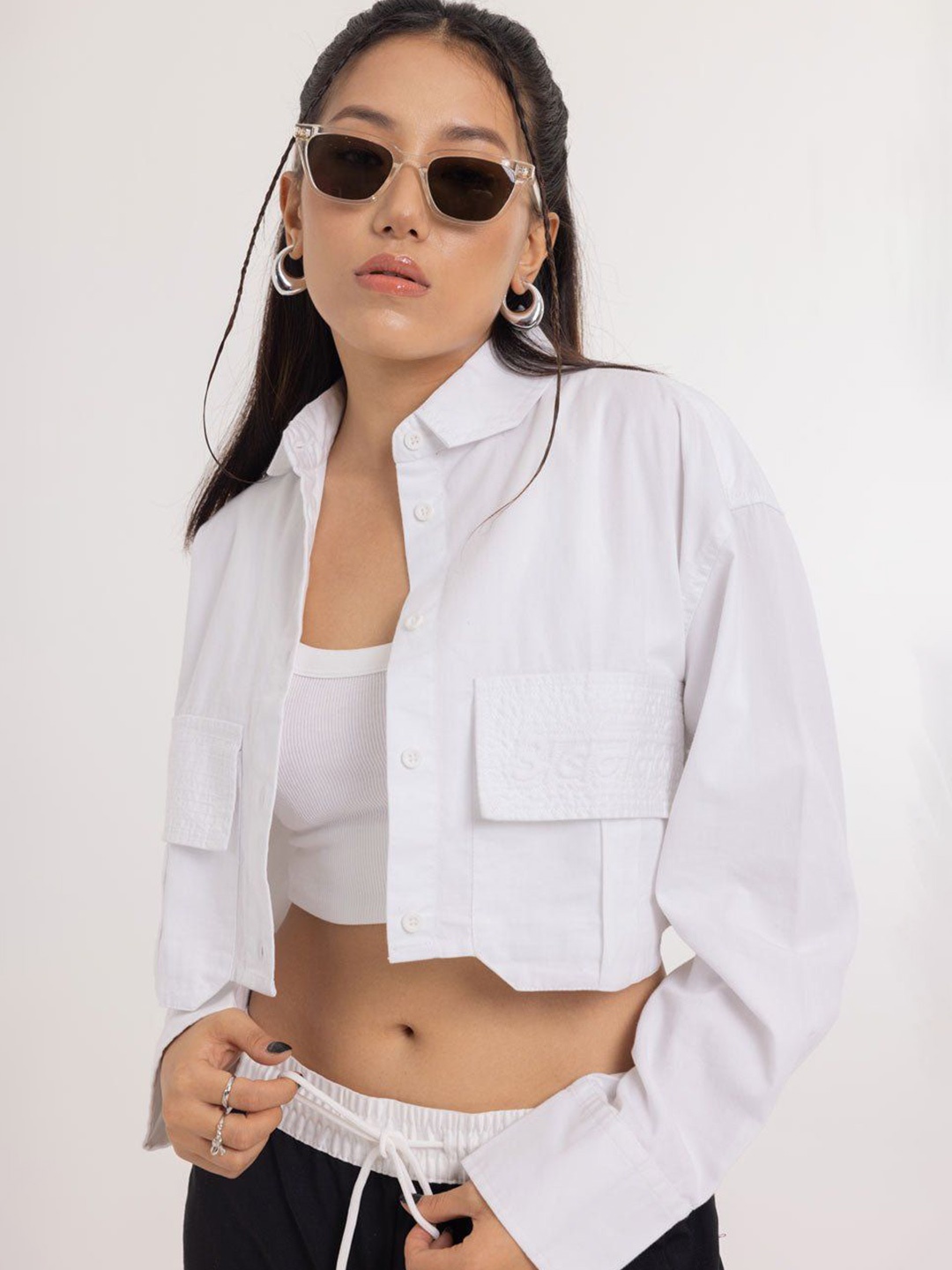 

Urban Monkey Women Relaxed Boxy Opaque Casual Shirt, White