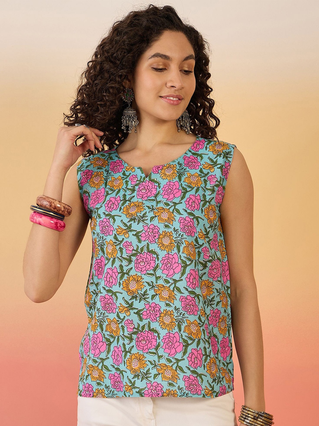 

InWeave Floral Print Top, Blue